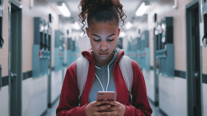 Student using the Kooth app